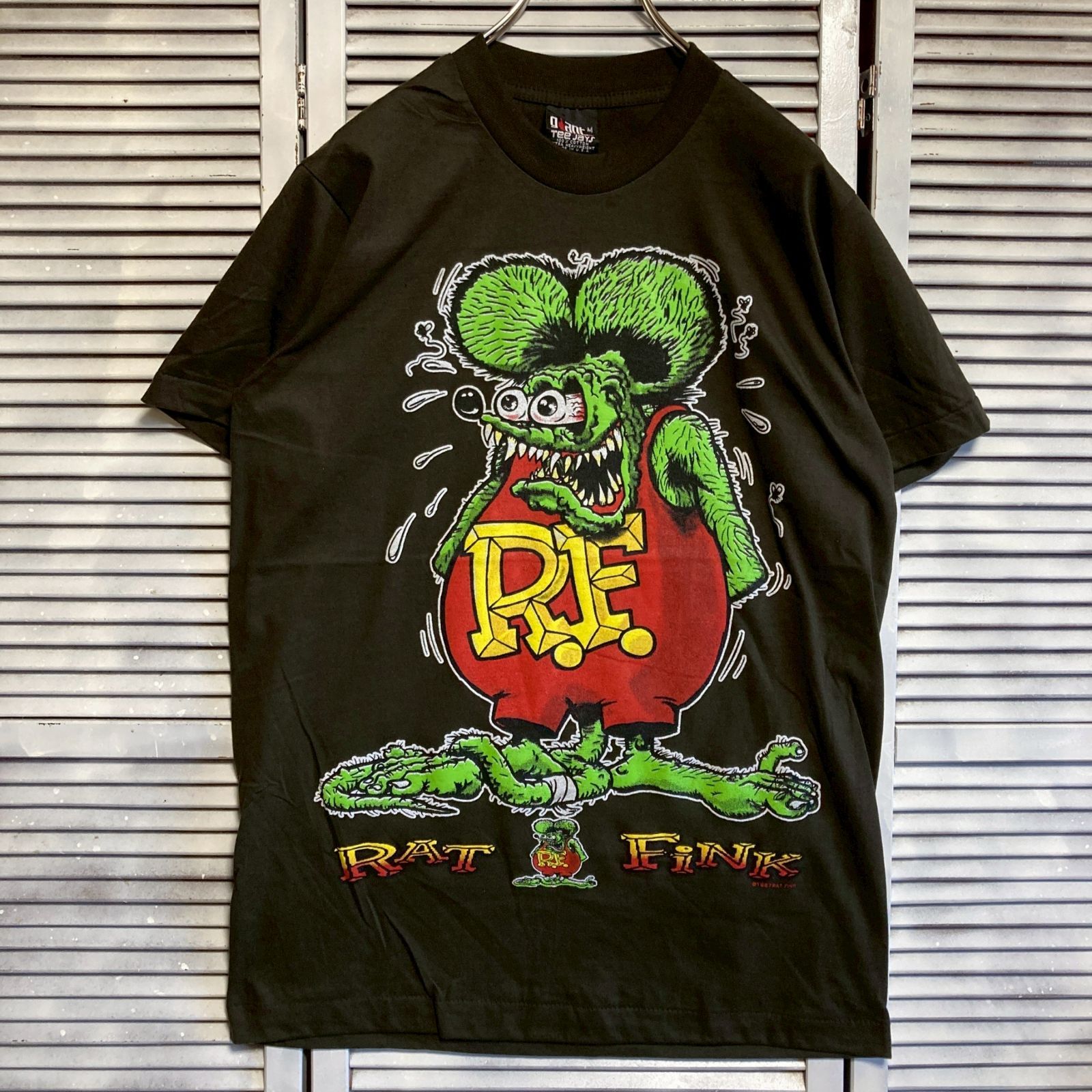 mm] BFAO キャラ Tシャツ 古着 USA製 黒 ラットフィンク RAT