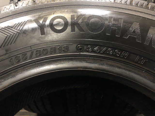 YOKOHAMA ice GUARD iG91 165/80R13 94/93N LT 13インチ スタッドレス 4本 21年製 バリ溝 プロボックス サクシード等　(KTE058)