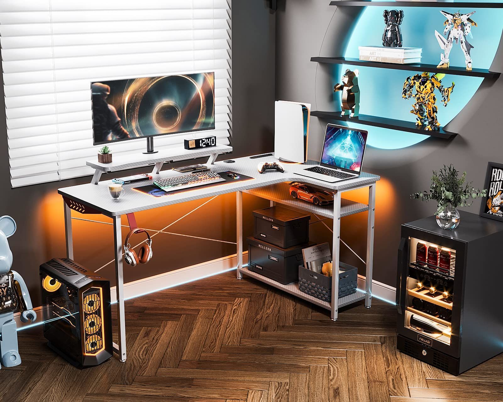 コンセント付き コーナーデスク