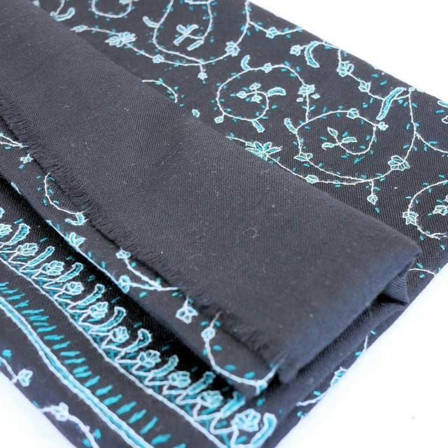 パシュミナ　ストール　ソズニ刺繍　　　　ブラック カシミール刺繍ショール＋,パシュミナ刺繍 | ストール専門店