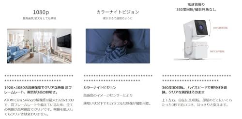 アトムテック(ATOM tech) 屋内/屋外兼用の防犯カメラ ATOM Cam アトム