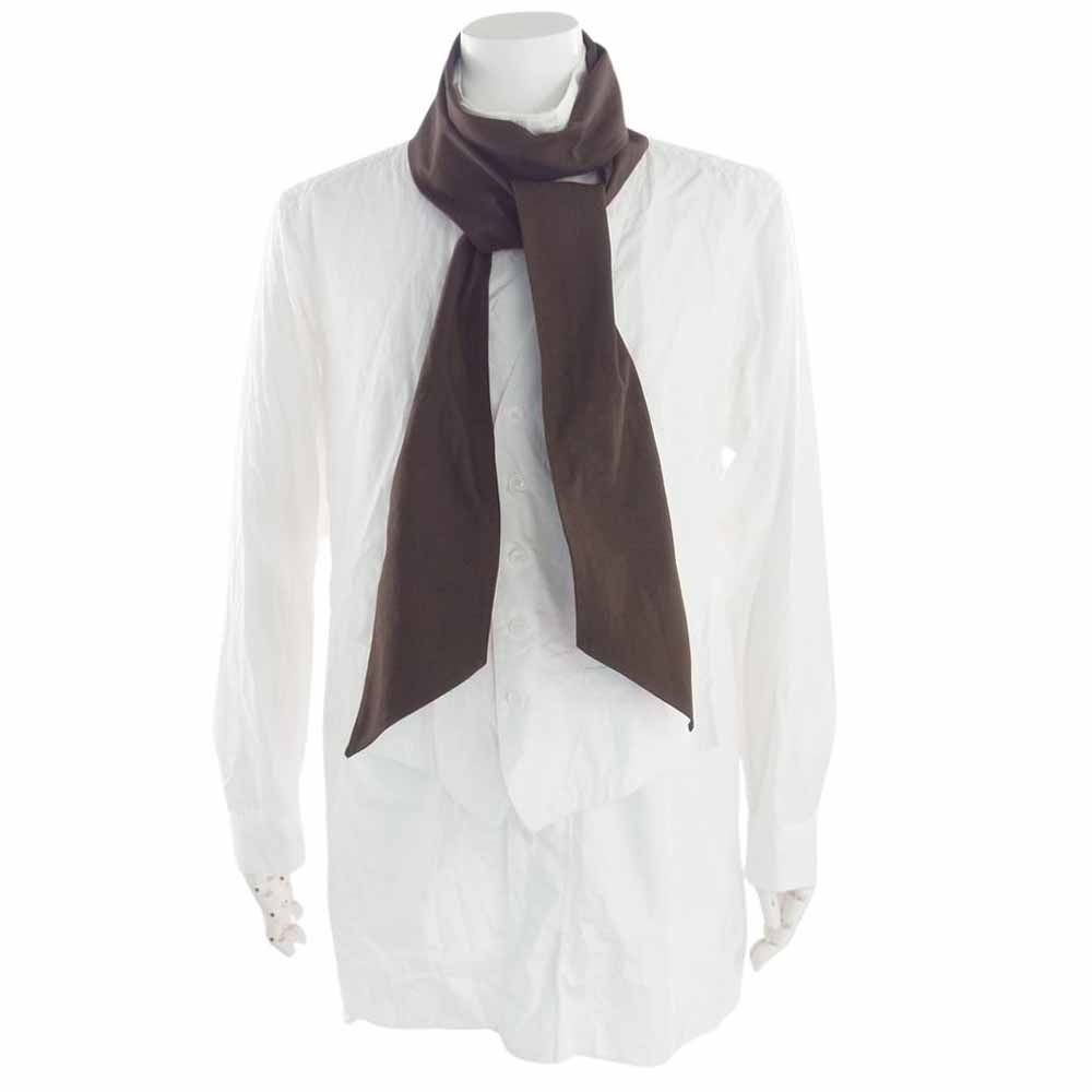 Yohji Yamamoto POUR HOMME ヨウジヤマモトプールオム 長袖シャツ 22AW HE-B50-520 ベストドッキング ストール付き スタンドカラー 長袖 シャツ ホワイト系【中古】