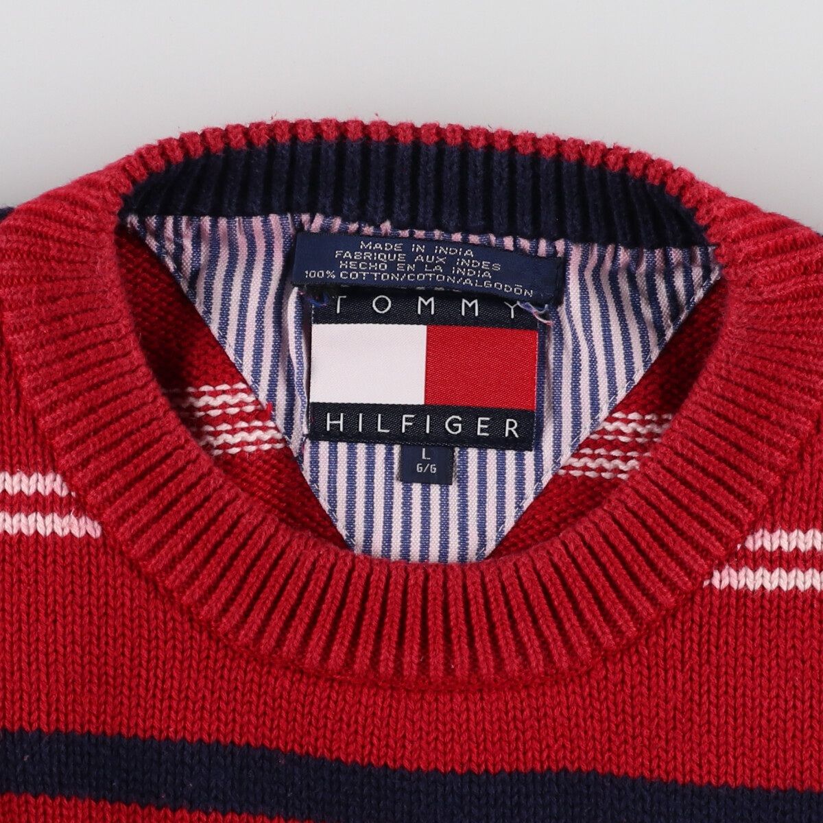 古着 90年代 トミーヒルフィガー TOMMY HILFIGER ボーダー柄 コットン