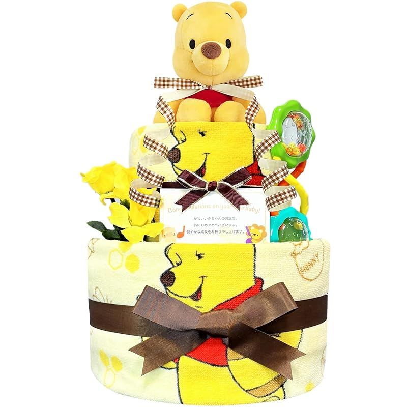 KanonBabys おむつケーキ 男の子 女の子 プーさん 出産祝い 2段 Sサイズ 1