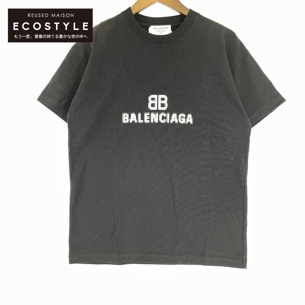 BALENCIAGA バレンシアガ 21年 ブラック ピクセル ロゴTシャツ XS