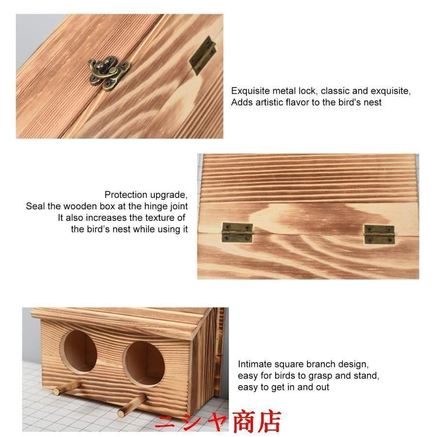  鳥巣 野鳥用巣箱 鳥小屋 木製 小鳥の巣箱 バードハウス 野鳥用 木制 小鳥巣箱 中庭 屋外 装飾 機能的 シンプル 自然風 自然愛好家 ケージインコ 小動物 野鳥の餌台 鳥用品