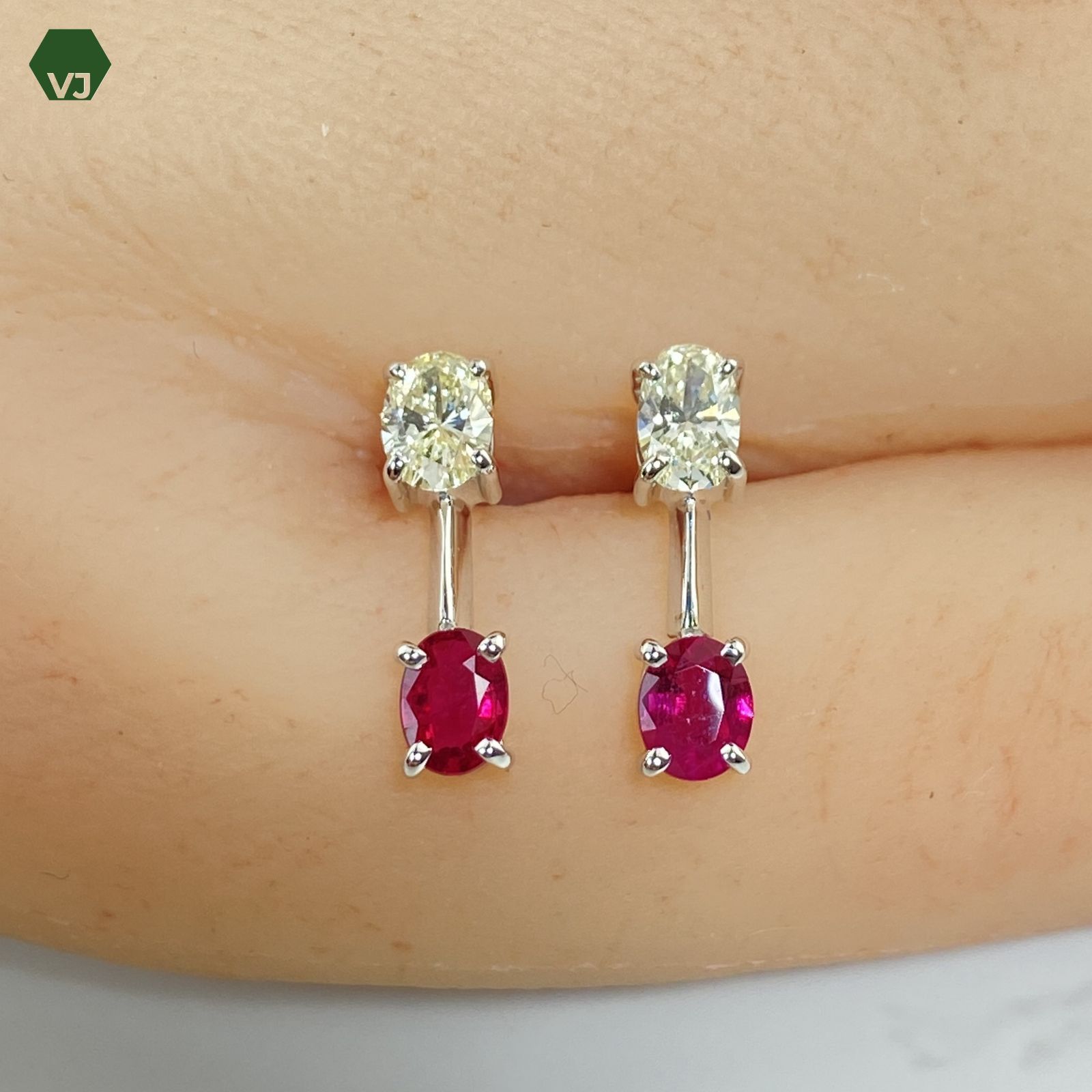 24-48】ルビー ダイヤモンド ピアス D0.492ct【中古】【K18WG】☆By 
