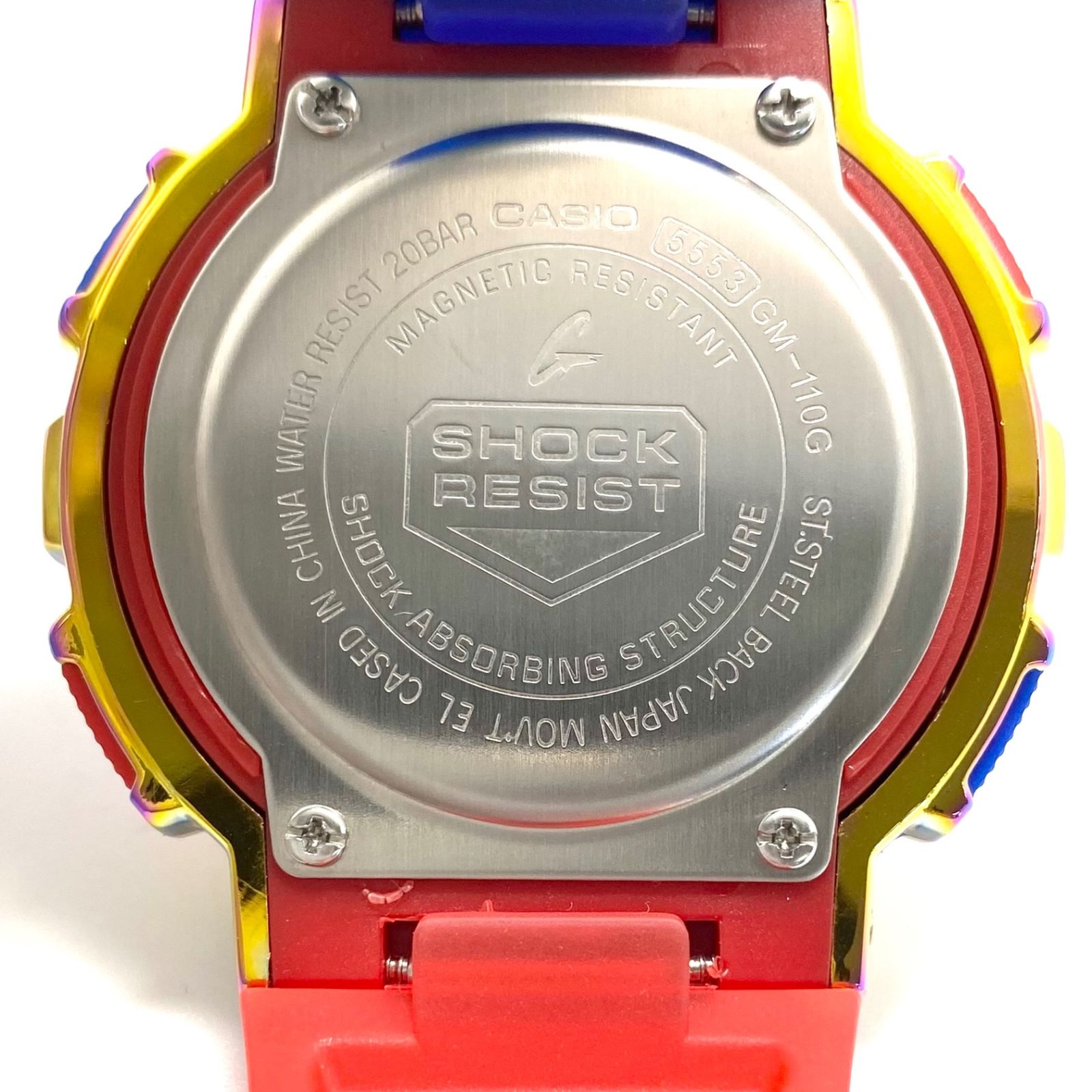 【美品・希少】カシオ　CASIO　ジーショック　110 SERIES　GM-110G　クォーツ　マルチカラー　レインボー　アナデジ　樹脂ベルト　海外モデル 美品・希少】カシオ CASIO ジーショック 110 SERIES GM-110G クォーツ