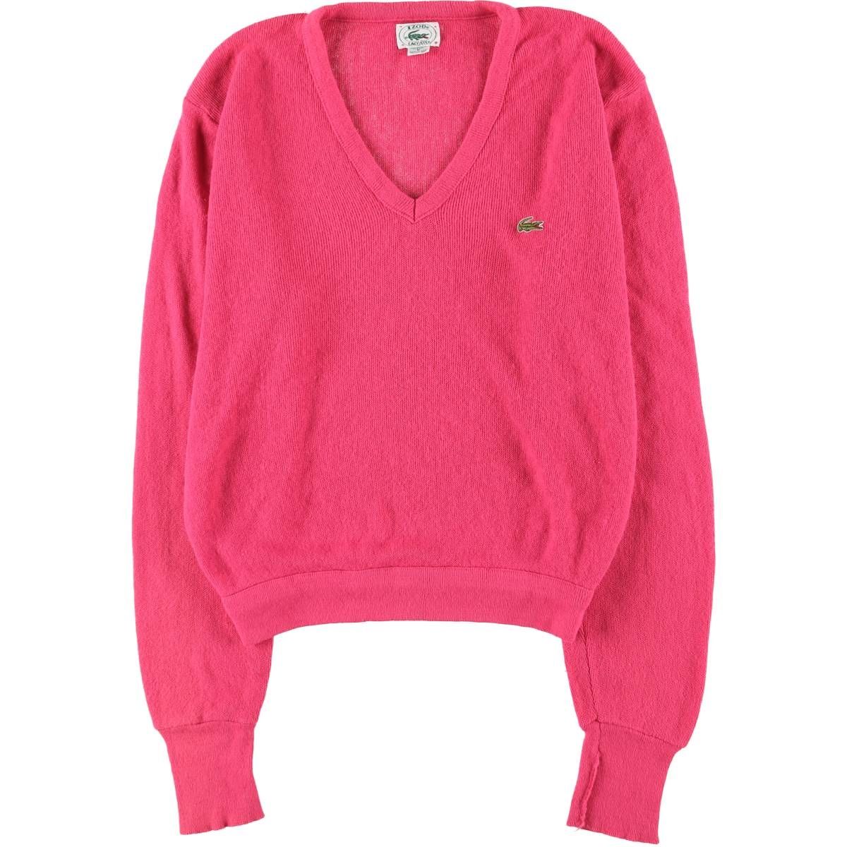 古着 80~90年代 ラコステ LACOSTE IZOD Vネック アクリルニットセーター レディースM相当 ヴィンテージ|eaa583145