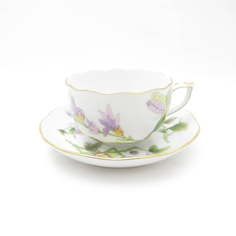 Herend ヘレンド ロイヤルガーデン EVICTF1 724 ティーカップ＆ソーサー 1客 紅茶 グリーン 花 フラワー テーブルウェア SU12193C2