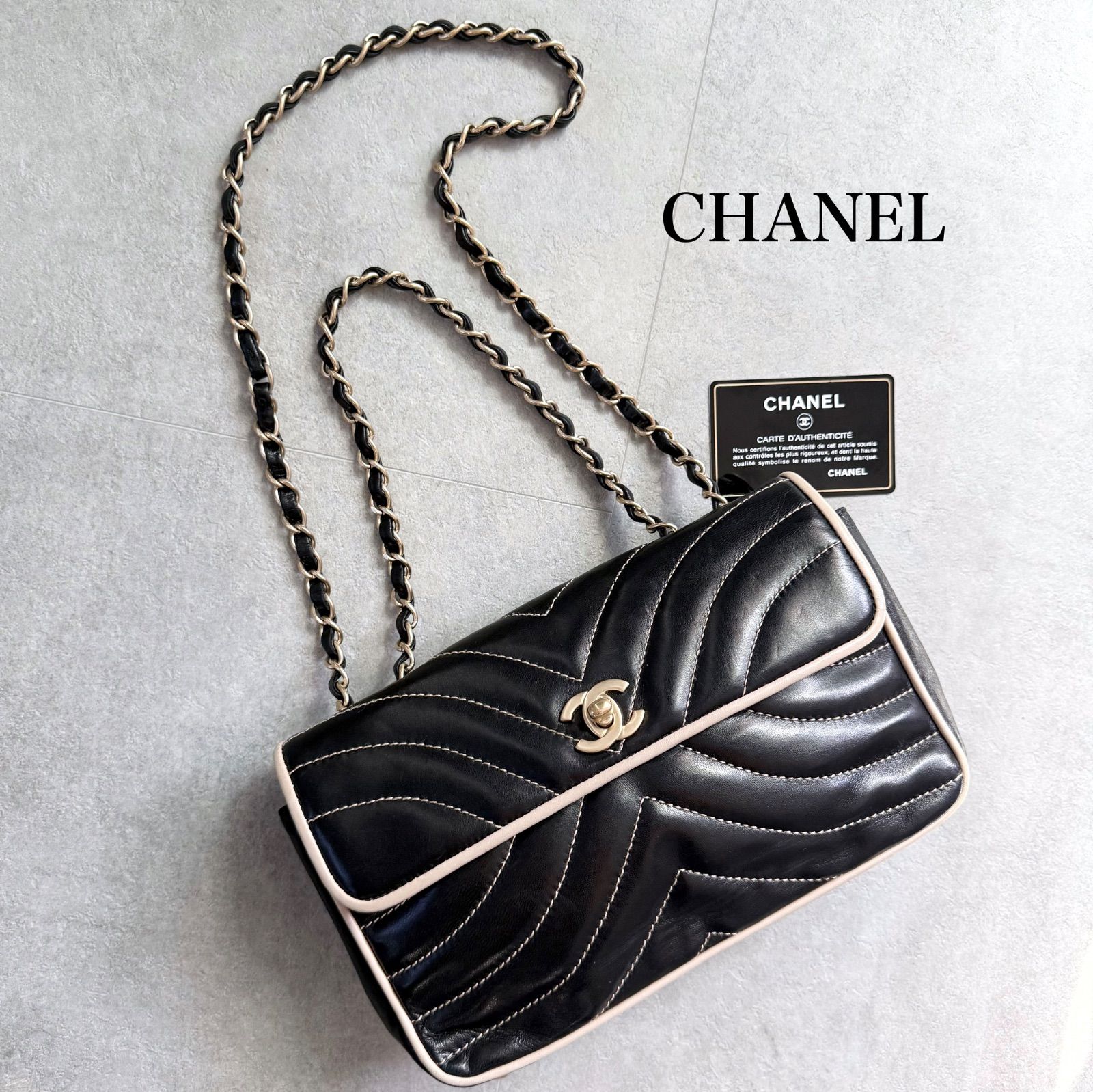CHANEL ショルダーバッグ 2way ワイルドステッチ ターンロック 黒 CHANEL ショルダーバッグ 2way ワイルドステッチ ターンロック 黒