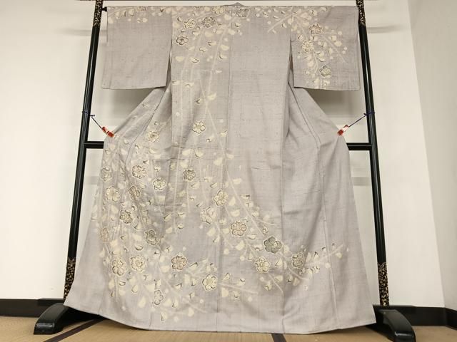 平和屋着物○訪問着 生紬 絞り 辻が花 正絹 逸品 AAAZ0319zg