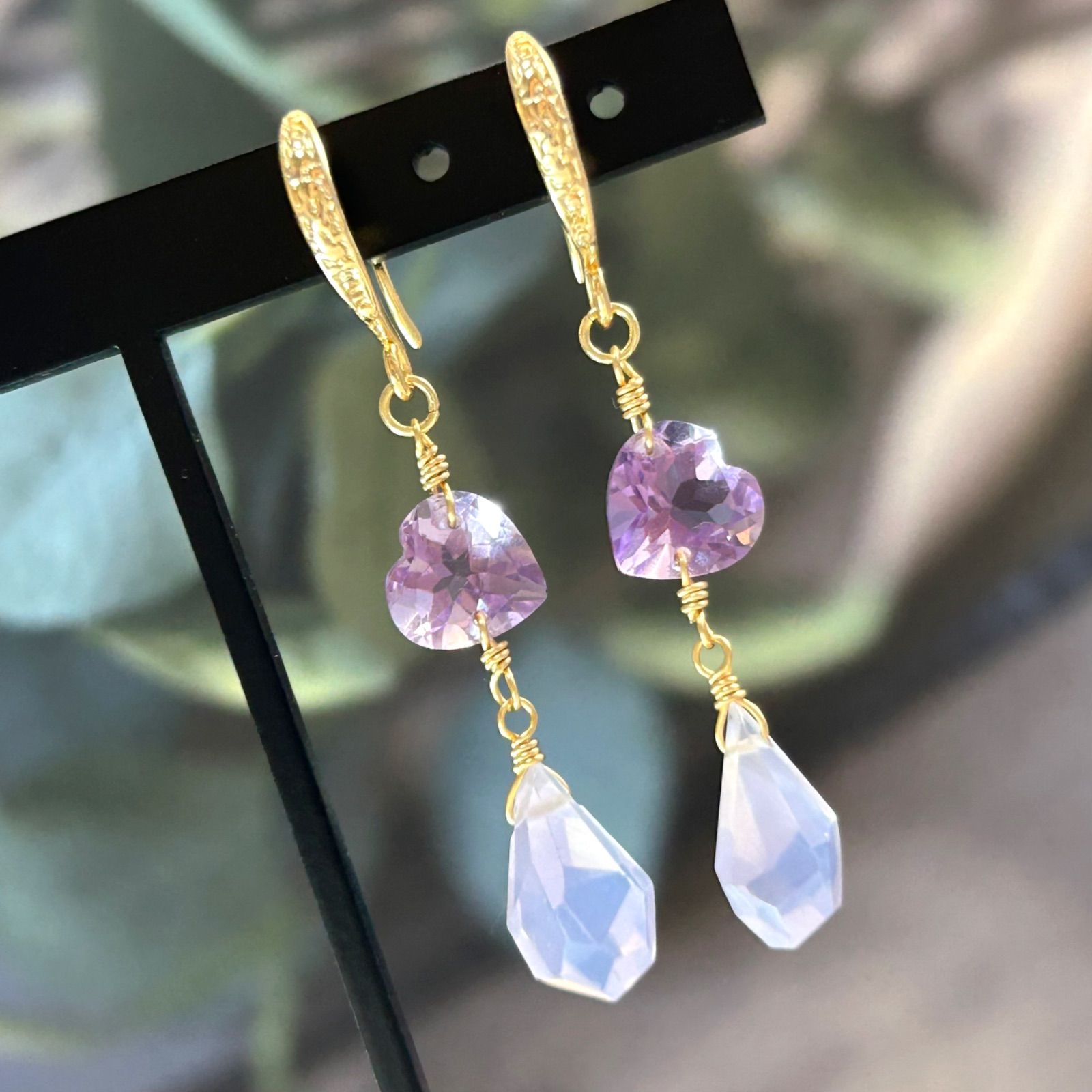 No.2355★14KGF天然石スコロライトのハートピアス No.2355☆14KGF天然石スコロライトのハートピアス ピアス【フロー