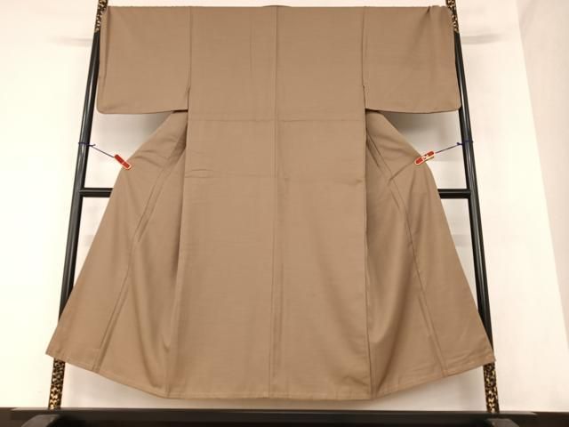 平和屋着物●男性 色無地 黄枯茶色 洗える着物 AAAZ7488zg