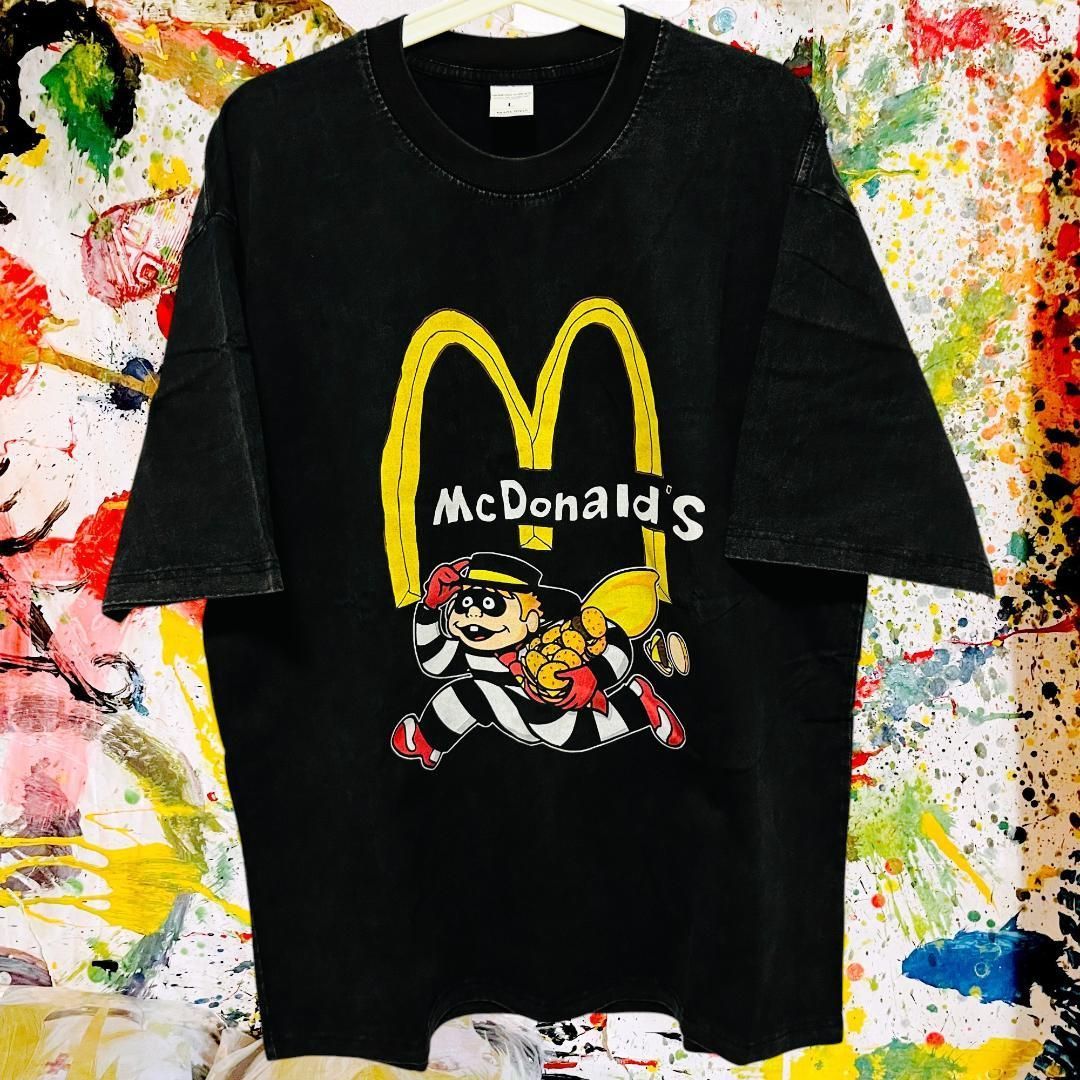 ハンバーグラー リプリント Tシャツ 半袖 メンズ 新品 個性的 黒 L M ハンバーグラー Tシャツ 半袖 メンズ 新品 個性的 夏 XL 黒