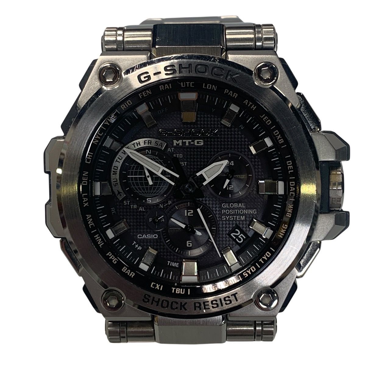 ♪3201 CASIO カシオ G-SHOCK ジーショック MTG-G1000D MT-G 電波ソーラー シルバー 稼働品