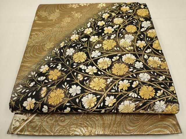す*ん様 夏帯 袋帯 絽 本金糸 花柄 上品な織出し 着物 正絹 AO-5340 夏帯 袋帯 絽 本金糸 花柄 上品な織出し 着物 正絹 AO-5340