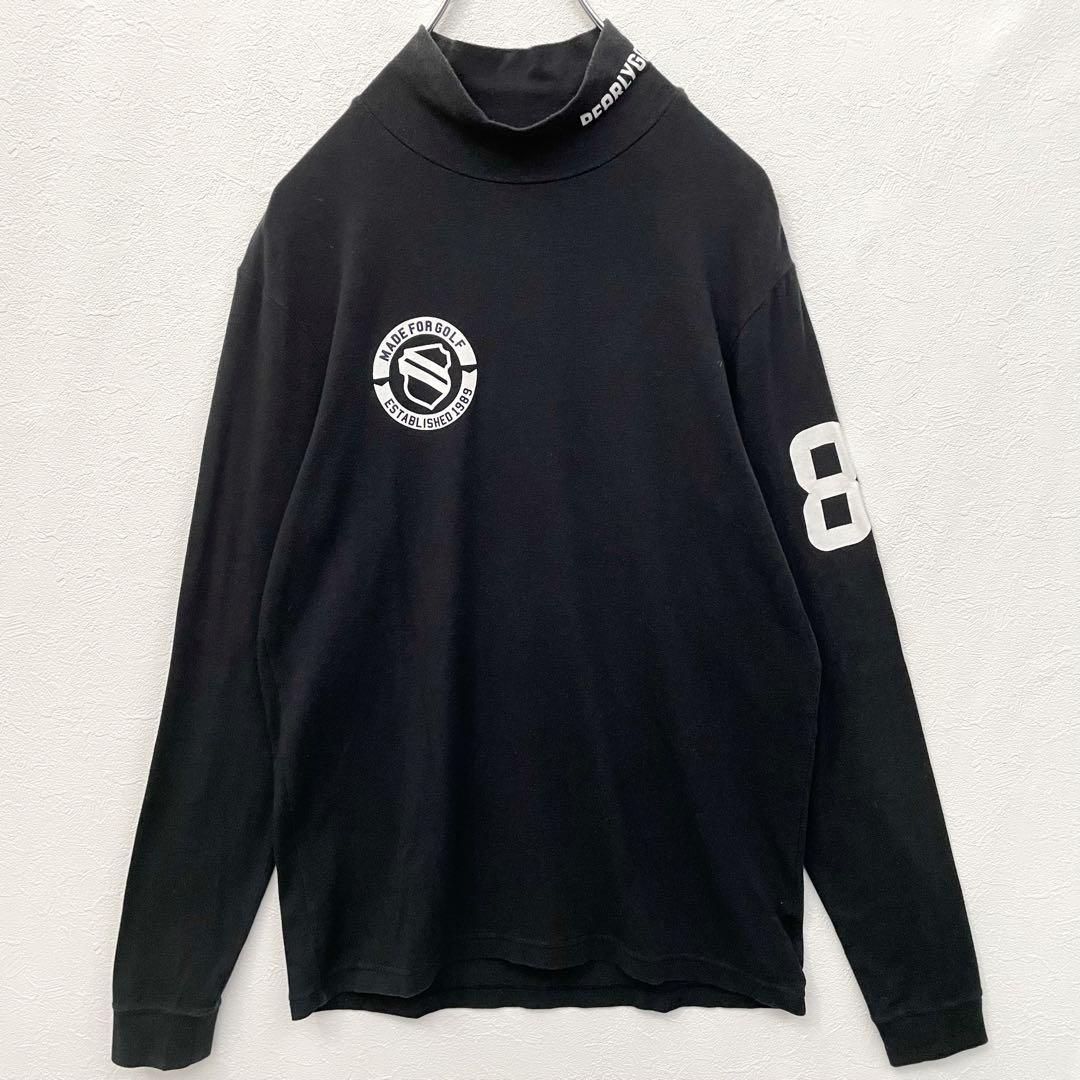 大人気】パーリーゲイツ モックネック プリントロゴ 長袖Tシャツ 黒 M