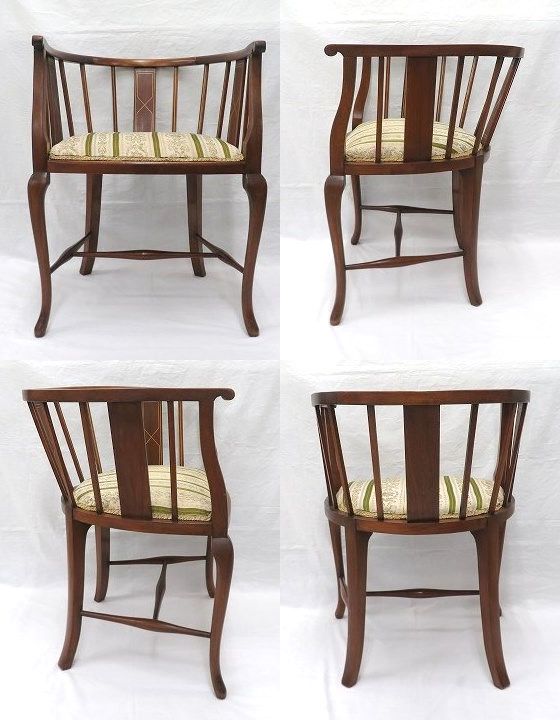 s25g-066x【中古】英国 ｲｷﾞﾘｽ ｱﾝﾃｨｰｸ家具 ｴﾄﾞﾜｰﾃﾞｨｱﾝ ｱｰﾑﾁｪｱ 1脚