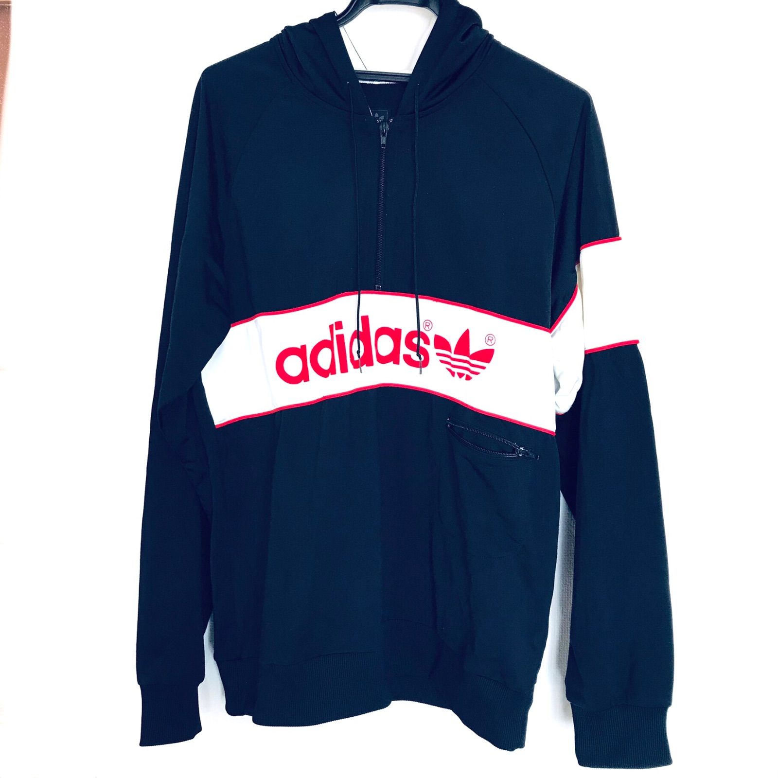 adidas アディダス90s 万国旗タグ ハーフジップパーカージャージ 