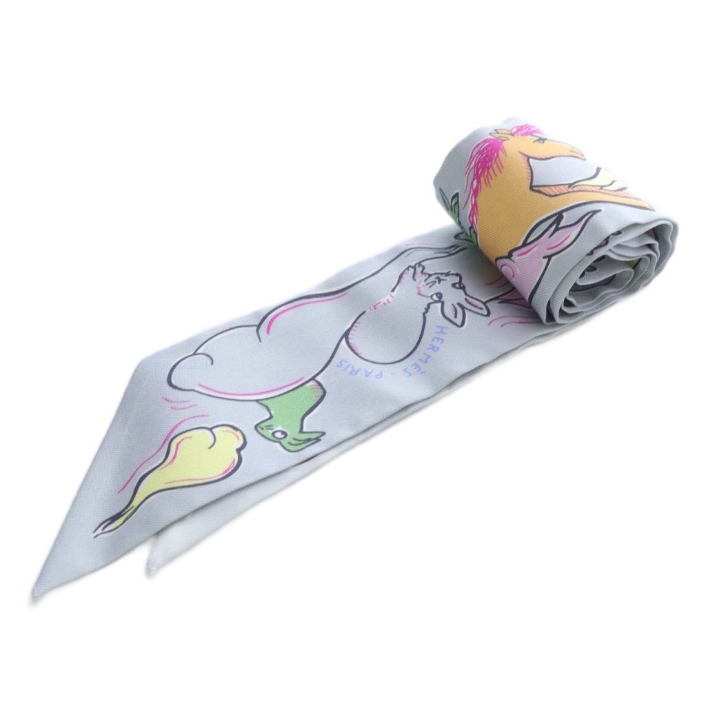 エルメスツイリー千と一のうさぎスカーフグレー