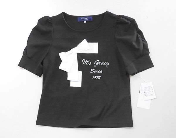 新品タグ付き M'S GRACY Tシャツ カットソー　グログランテープ　リボン M'S GRACY ◇ 今季25年夏 ☆未使用 グログランリボン付き