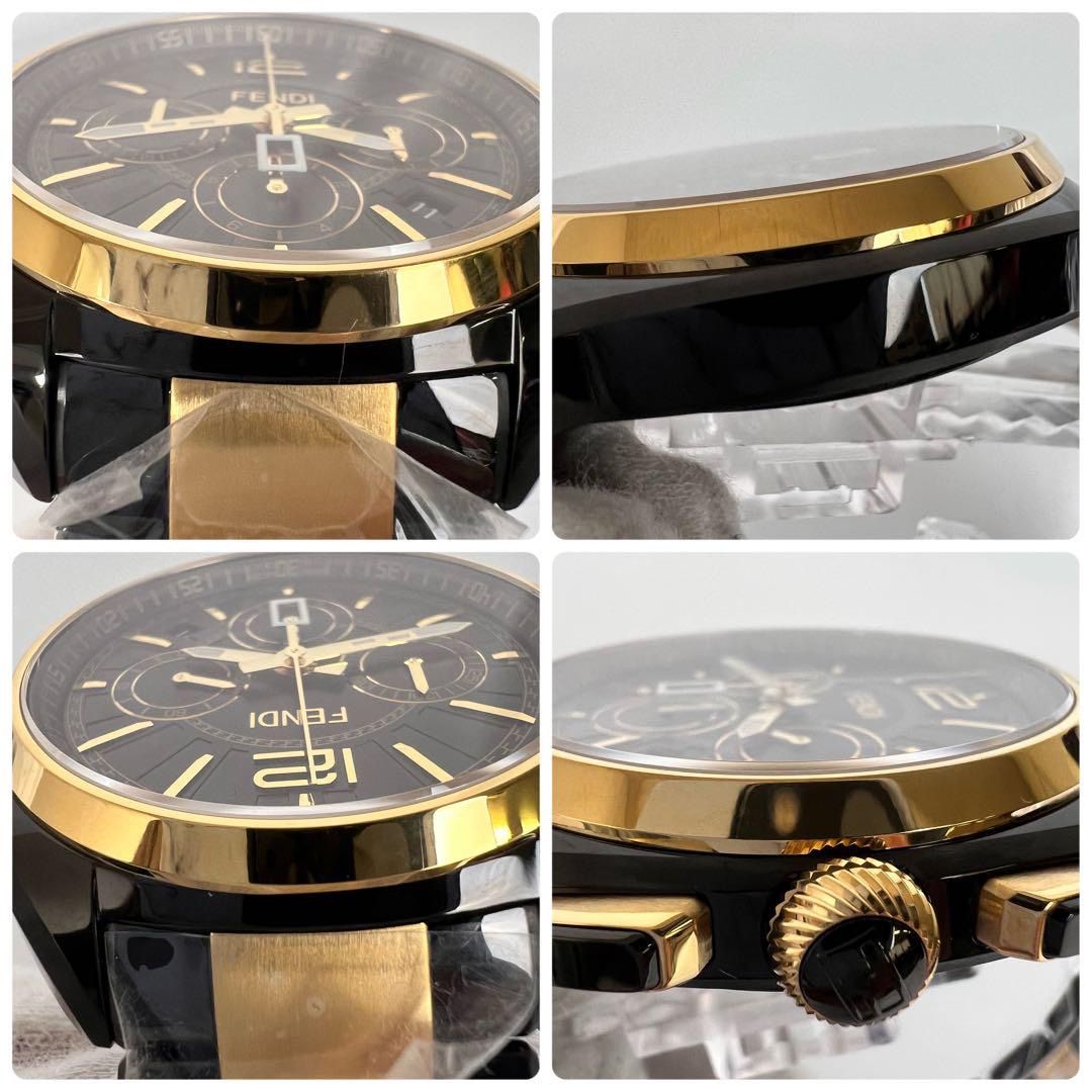 未使用】フェンディ モメント 23000L クロノグラフ 黒 デイト表示