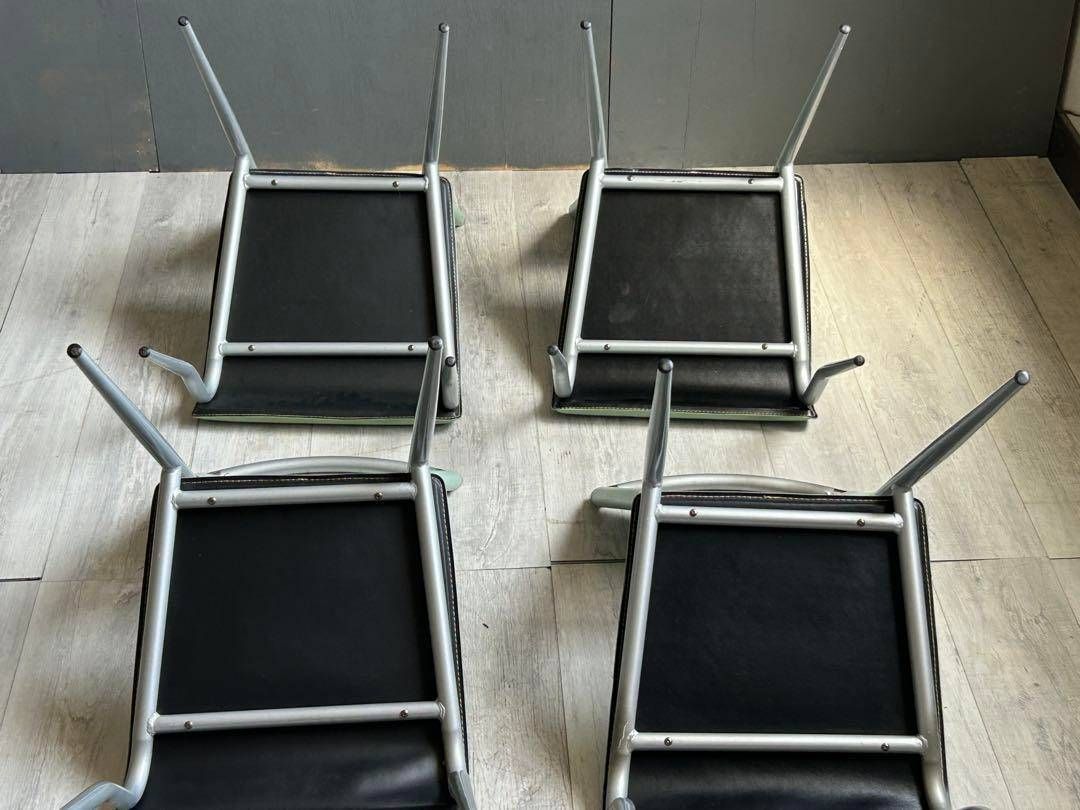 北欧レトロ アイアンフレーム レザーチェア ダイニングチェア 古家具 4脚 YZ 北欧レトロ アイアンフレーム レザーチェア ダイニングチェア 古