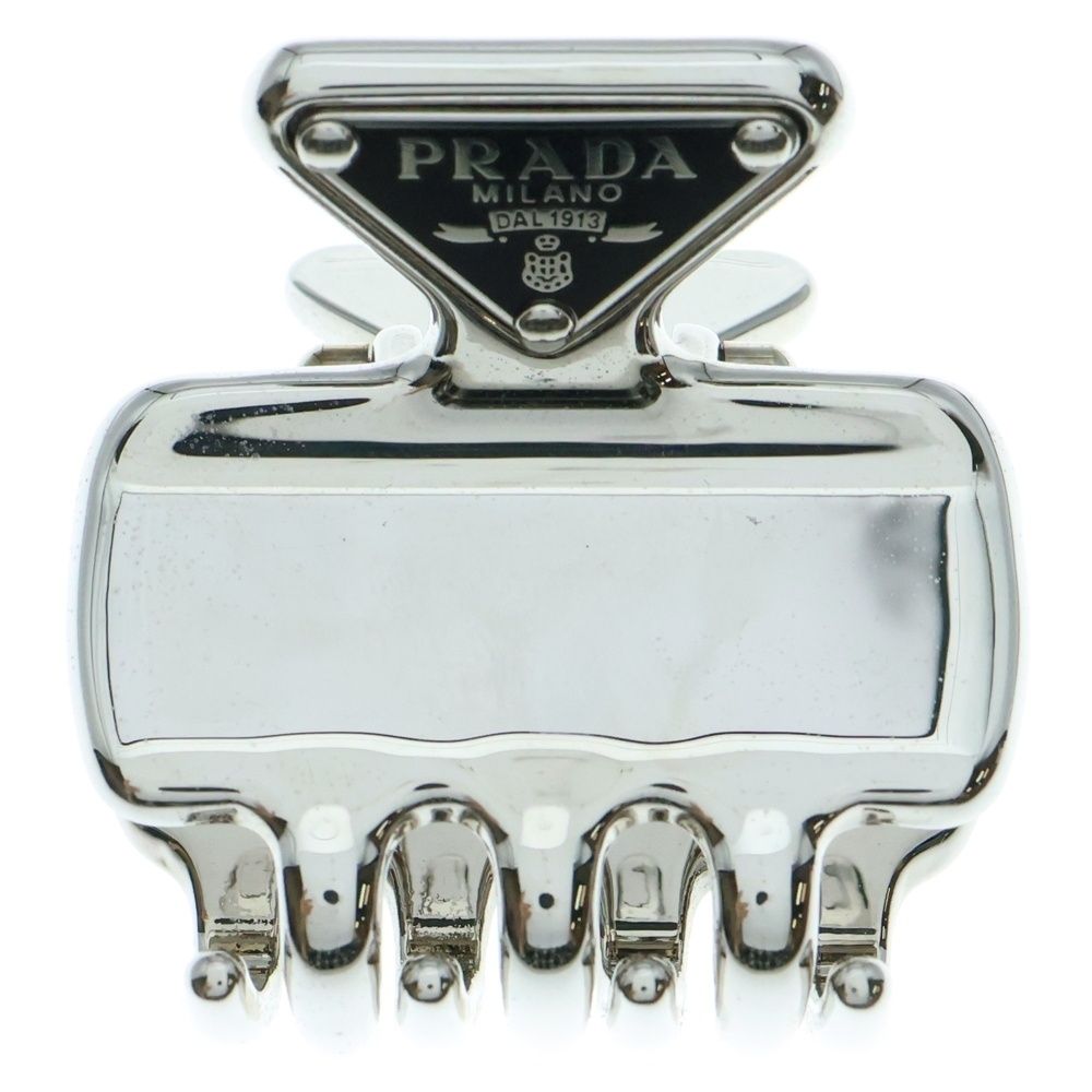 PRADA プラダ トライアングルロゴ ヘアクリップ ヘアバンド シルバー メタル 1IF087