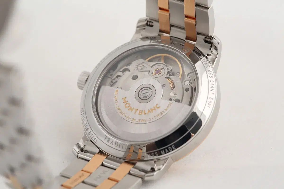  MONT BLANC モンブラン トラディション ローズゴールド スチール ボーイ サイズ オートマチック 自動巻き時計 腕時計(アナログ)