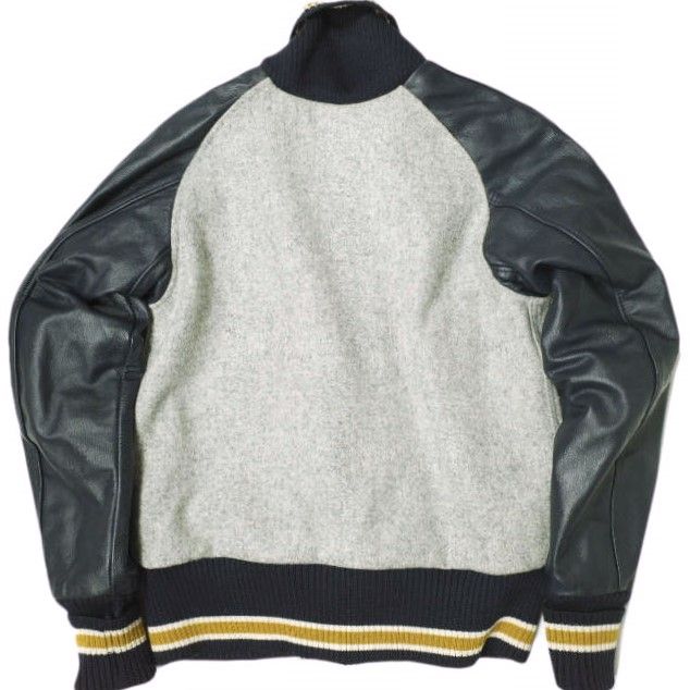 SKOOKUM スクーカム アメリカ製 AWARD JACKET 袖レザー アワードジャケット 30 GRAY NAVY スタジアムジャンパー スタジャン ファラオコート アウター g22638