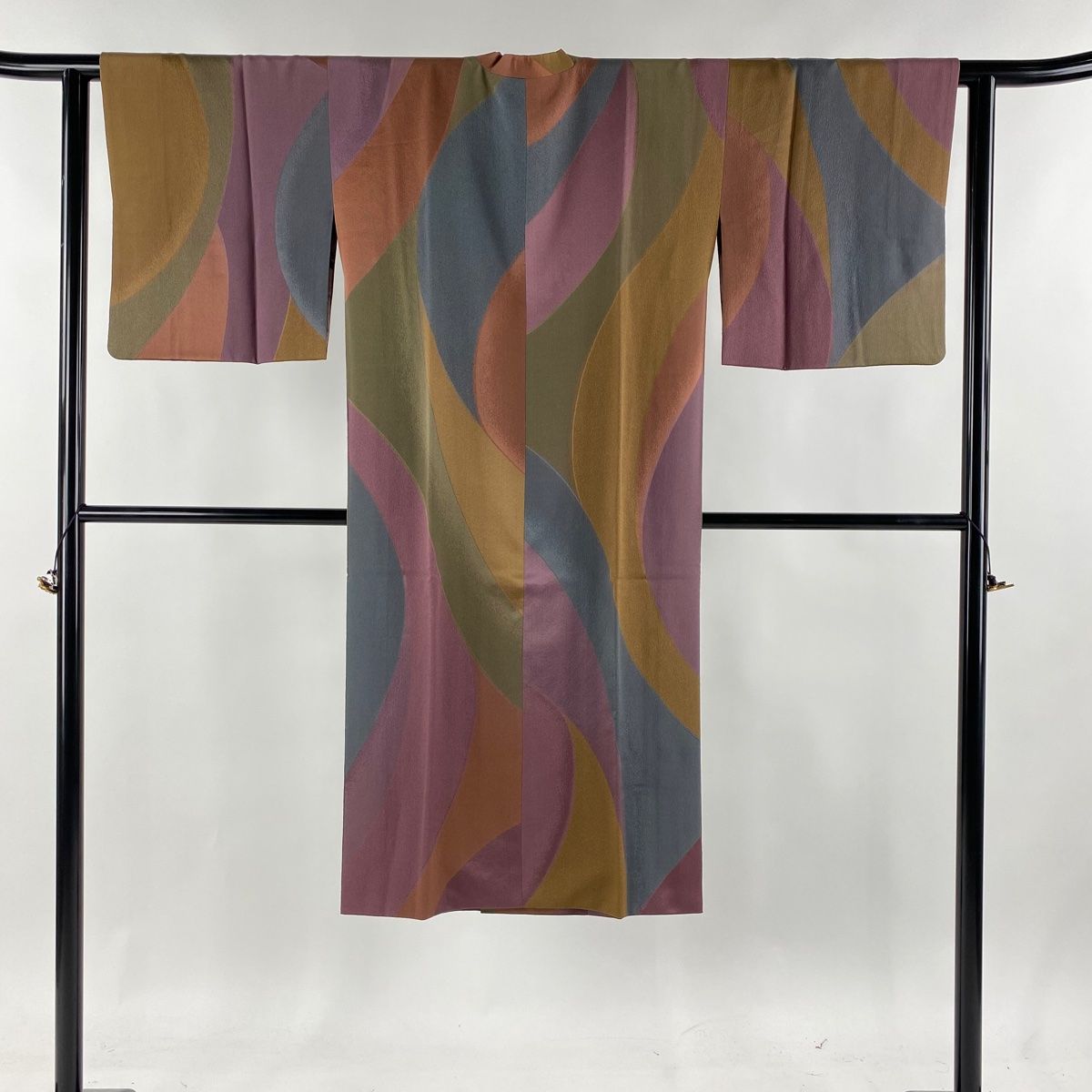 道行 身丈122cm 裄丈63cm S 和装コート 千代田衿 幾何学 紫 正絹