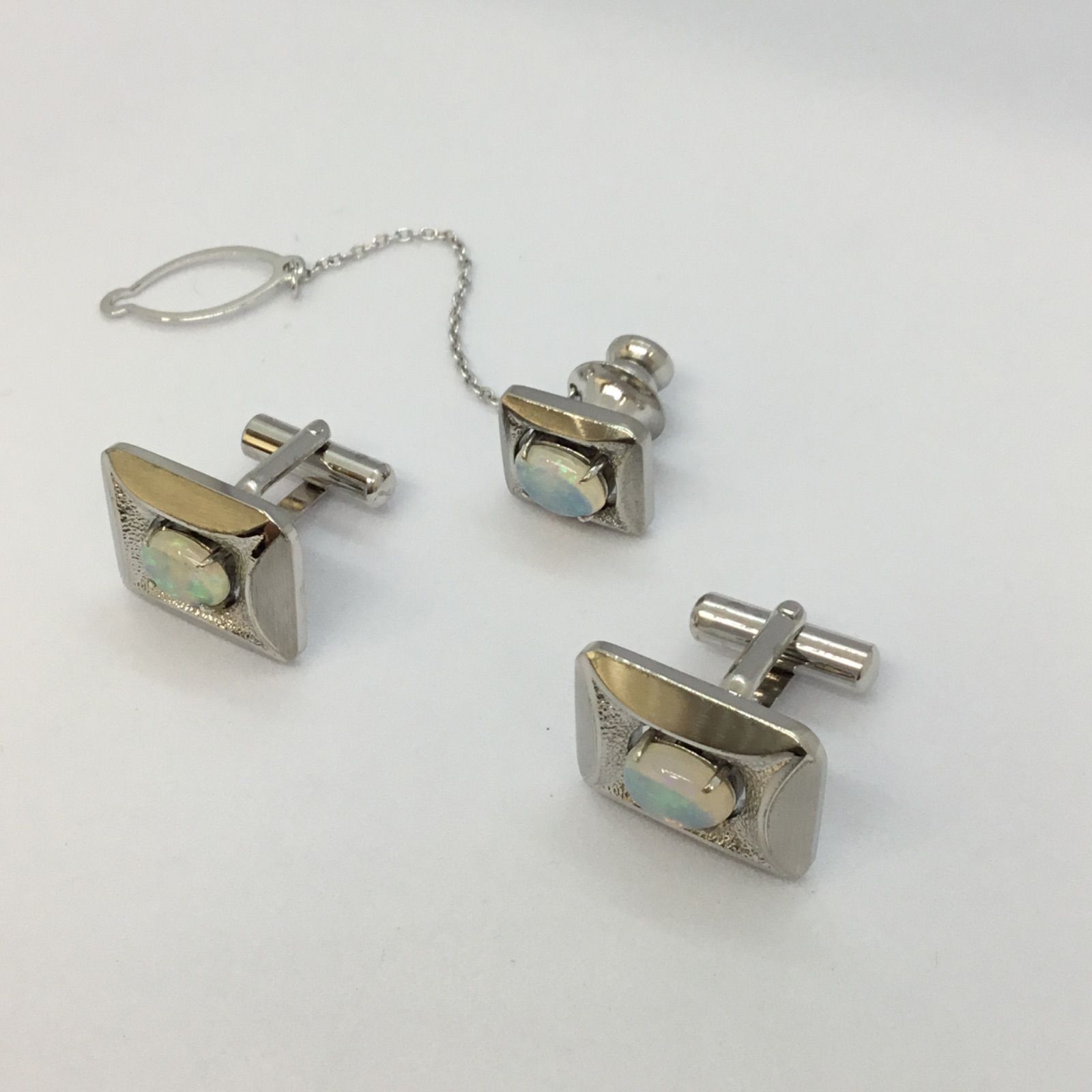 オパール ネクタイピン カフス シルバー 銀製品 - 小物 オパール ネクタイピン カフス シルバー 銀製品 - 小物