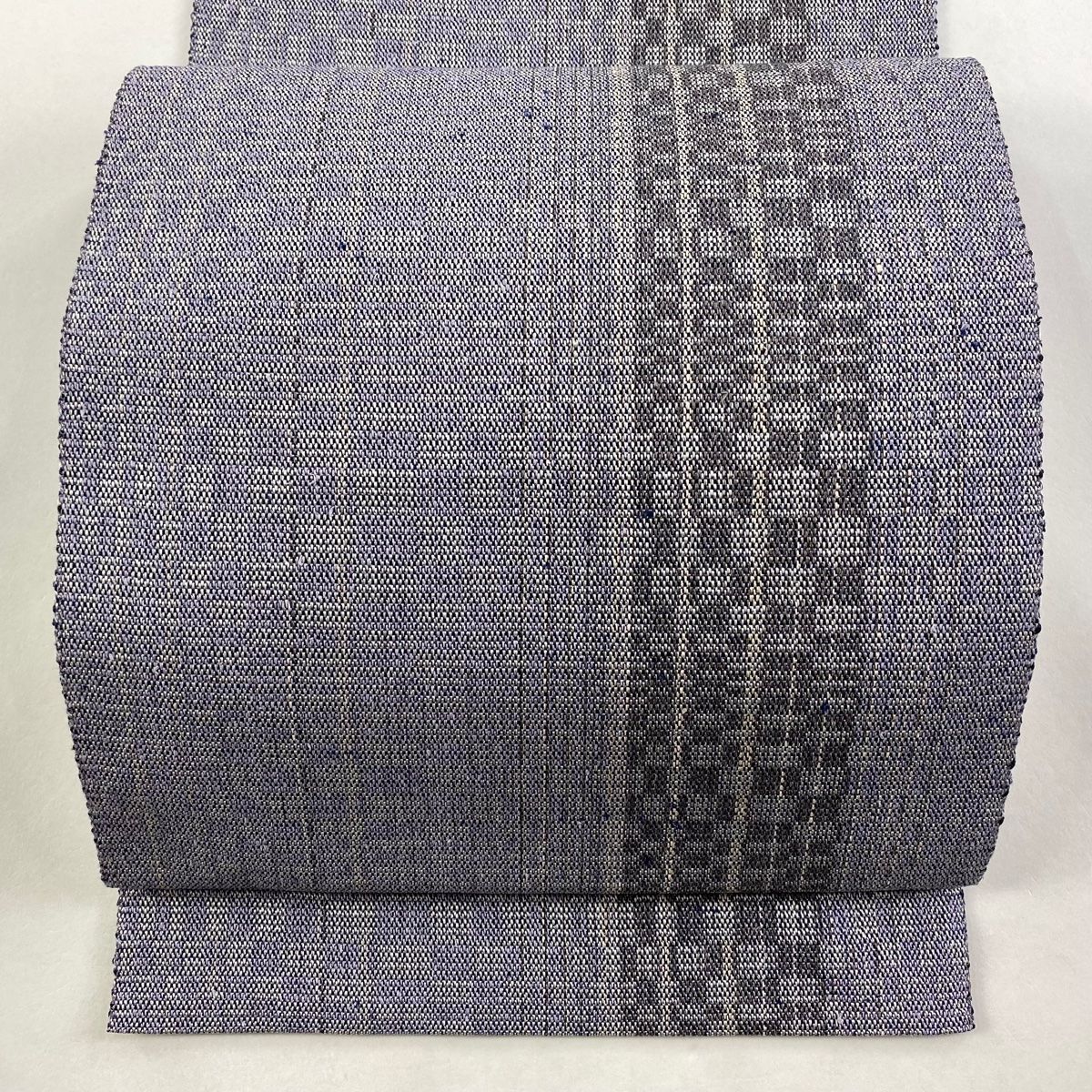 名古屋帯 秀品 八寸名古屋帯 幾何学 灰紫 正絹