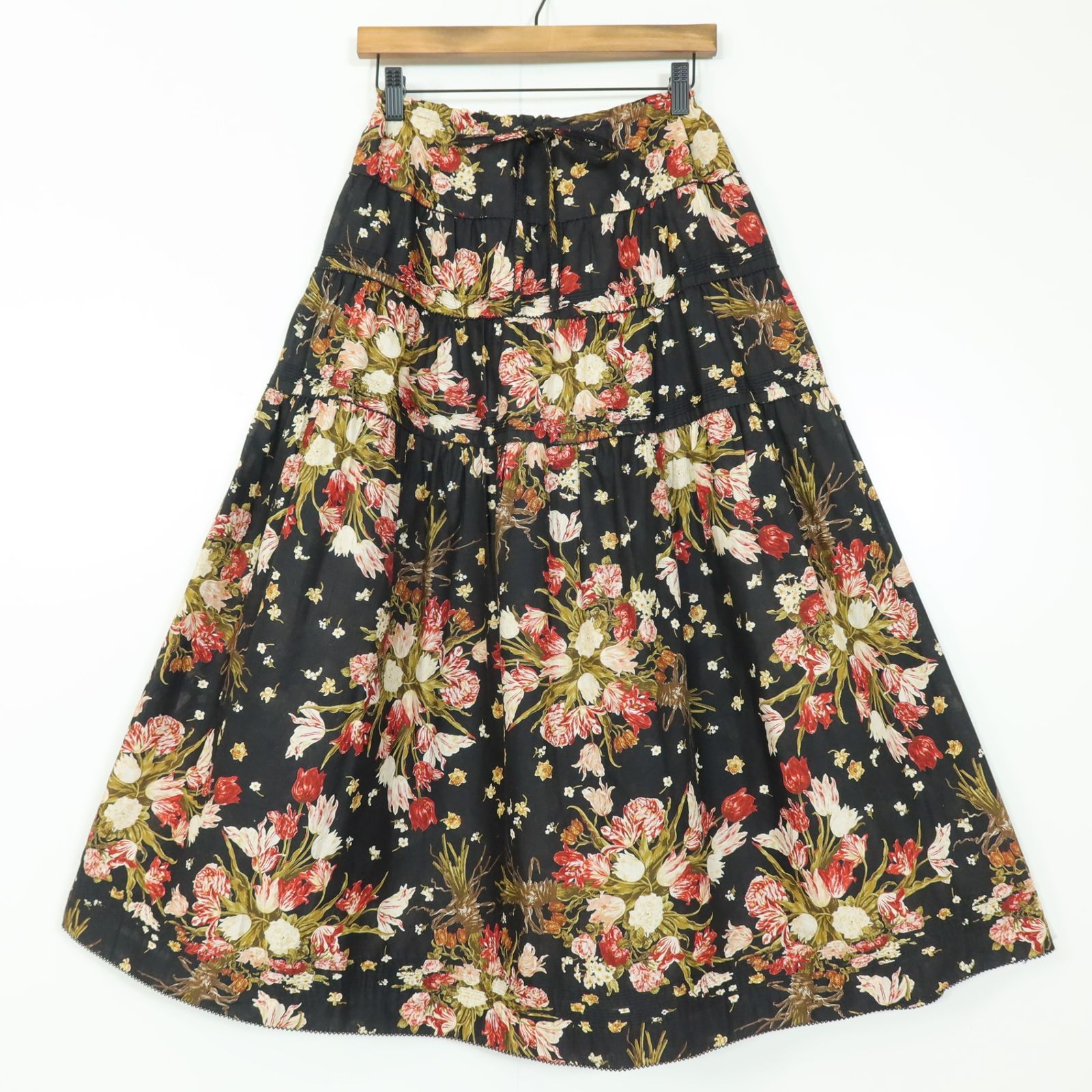 カネコイサオ スカート カネコイサオ3段ギャザースカート ベルト付き