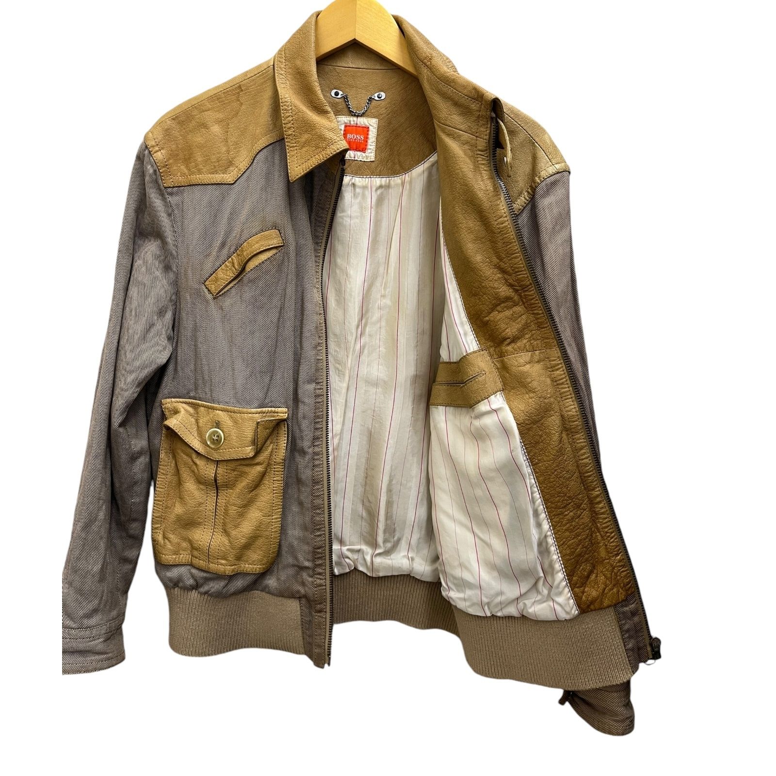 HUGO BOSS ブラウン レザージャケット HUGO BOSS ラムレザー シングル