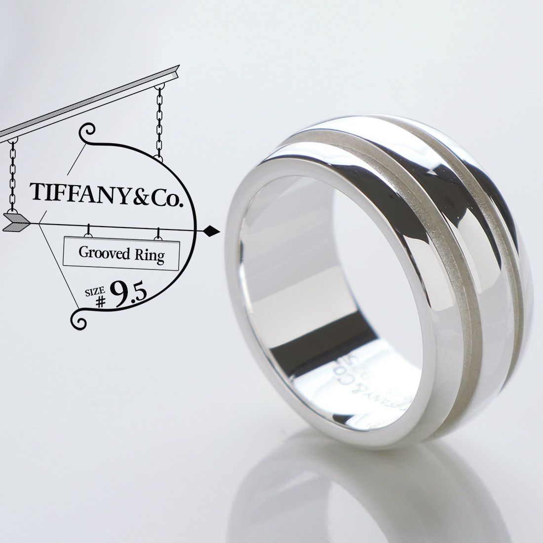 ティファニー グルーブド 925 9.5号 ティファニー グルーブド 925 リング 9.5号 - c.1995 y2k 指輪