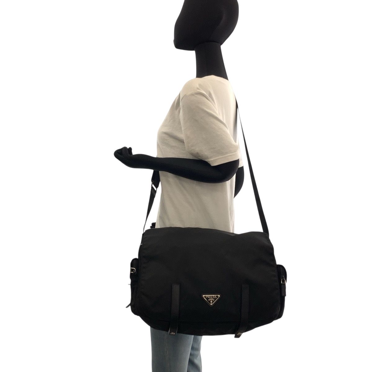 プラダ　テスートナイロン　ショルダーバッグ　メッセンジャー　ブラック　黒 プラダ(Prada) テスート メンズ,レディース ナイロン,レザー