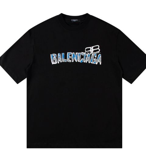 Balenciaga 新型グラフィティ レターズ ロゴ プリント ラウンドネック 半袖 T シャツ