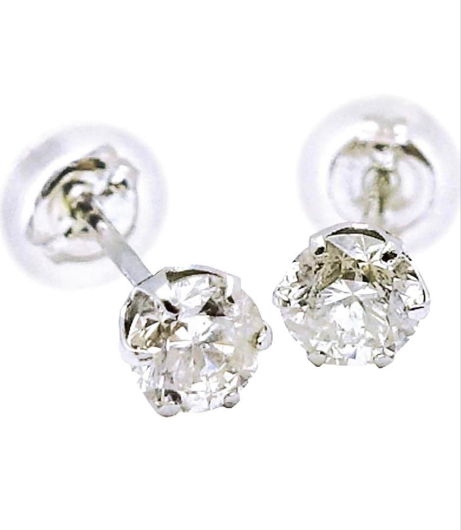 計0.3ct/Pt/ダイヤモンドピアス 天然ダイヤ六本爪 ダブルロックキャッチ付 計0.3ct/Pt/ダイヤモンドピアス 天然ダイヤ六本爪 ダブルロック