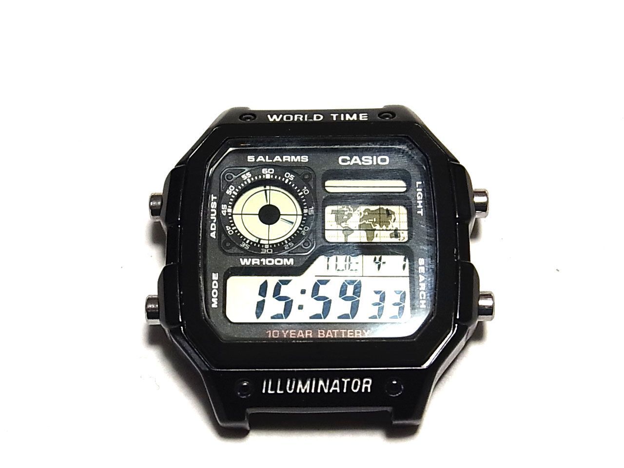 AE-1200用 カスタム用 メタルケース+ メタルベルト 黒 （チプカシ