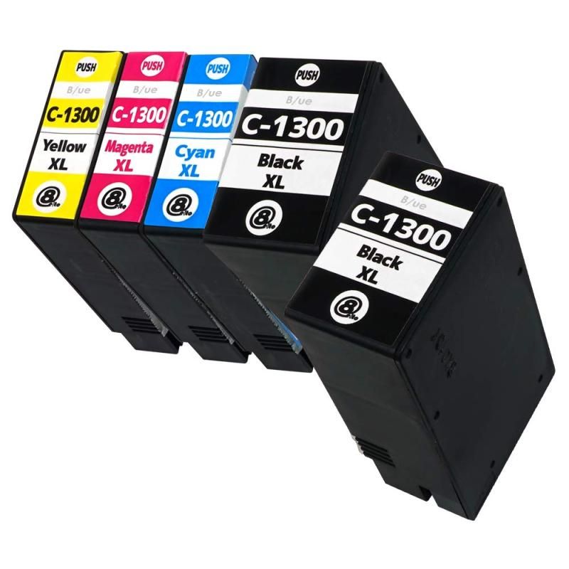 PGI-1300XL 顔料 4色 BK1本 合計5本 大容量 対応プリンター- MB2730 MB2330 MB2130 MB2030 キャノン用 B|ue製互換 インクカートリッジ 最