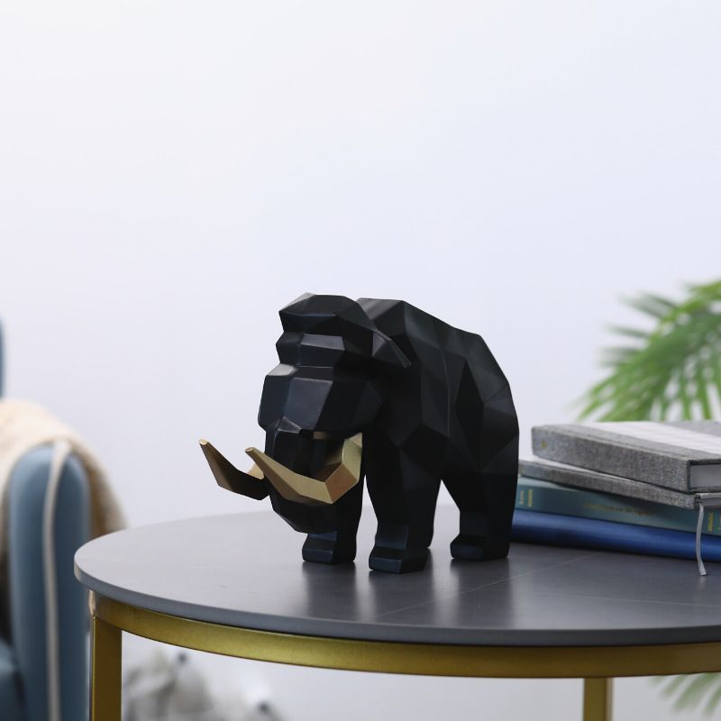 オブジェ 置物 かわいい 3D マンモス 貯金箱 ホワイト ブラック
