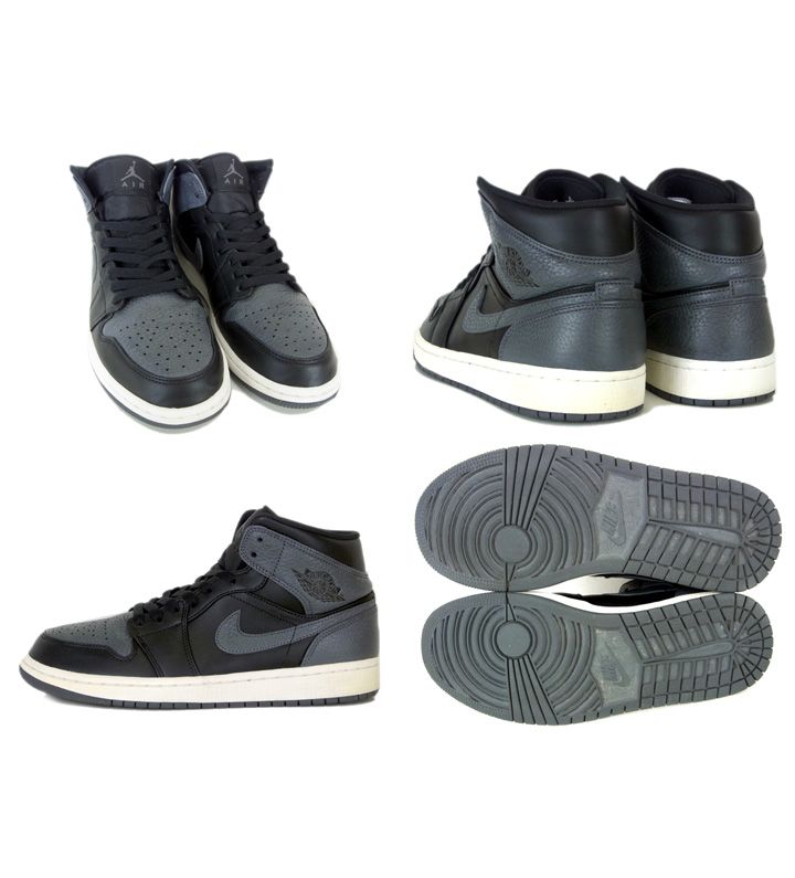 ナイキ NIKE □ 【 AIR JORDAN 1 RETRO MID BLACK DARK GREY 554724