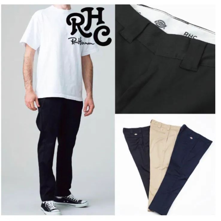 RHC ロンハーマン×ディッキーズ黒ストレッチスリムパンツ30