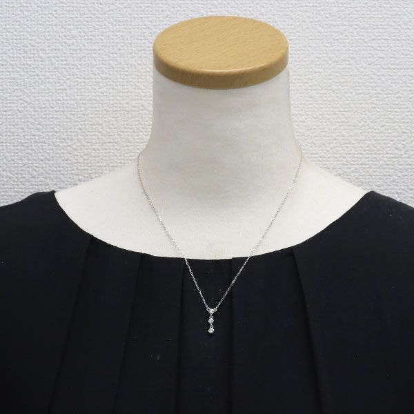 ミキモト K18WG ダイヤモンド ペンダントネックレス 0.13ct