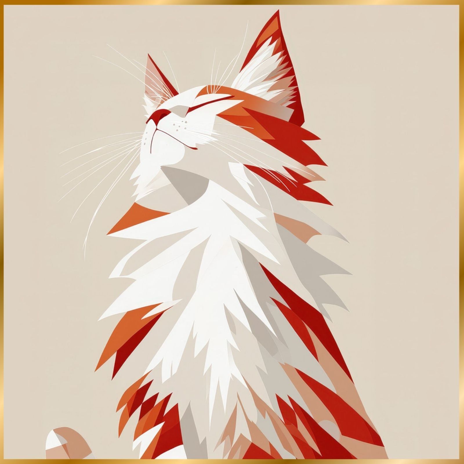 Red Passion - メインクーン|サイベリアン|ノルウェージャンフォレストキャット猫 No.2 ミニマリスト ミニマリズム シンプル インテリアアート ペットロス 記念日 アートポスター 猫の絵 猫のイラスト ギフト プレゼント