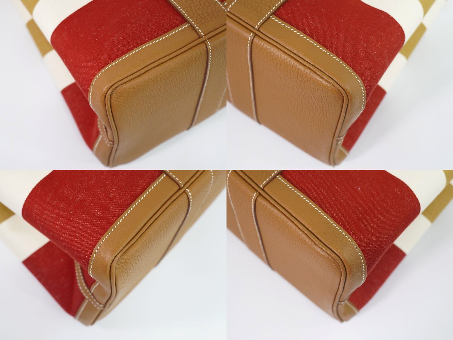 限定 エルメス HERMES ガーデンパーティPM Q刻 2013年 キャンバス HERMES エルメス ガーデンパーティPM キャンバス カーフ ベージュ □F