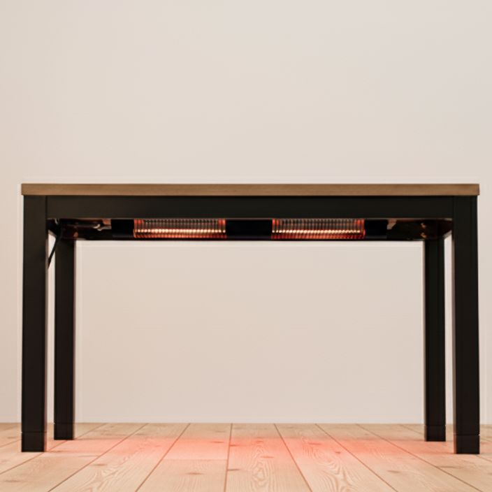 K 布団レス こたつ機能付き ダイニングテーブル 幅120cm 継ぎ脚で高さ2段階 パイン突板の天然木天板×UV塗装で傷 熱に強い 速暖ハロゲンヒーター搭載 MARWIL-DEMENAGEMENTS_CH