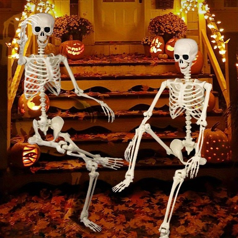 身長約７５センチハロウィーン骸骨オブジェ×2セット 置物 オブジェ 骸骨 ガイコツ ドクロ スケルトン 全身 標本 等身